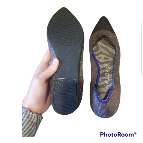 Rothy's Size 10 The Point Retired Twilight Metallic Dune Captoe Ballet Flats - Picture 5 of 7